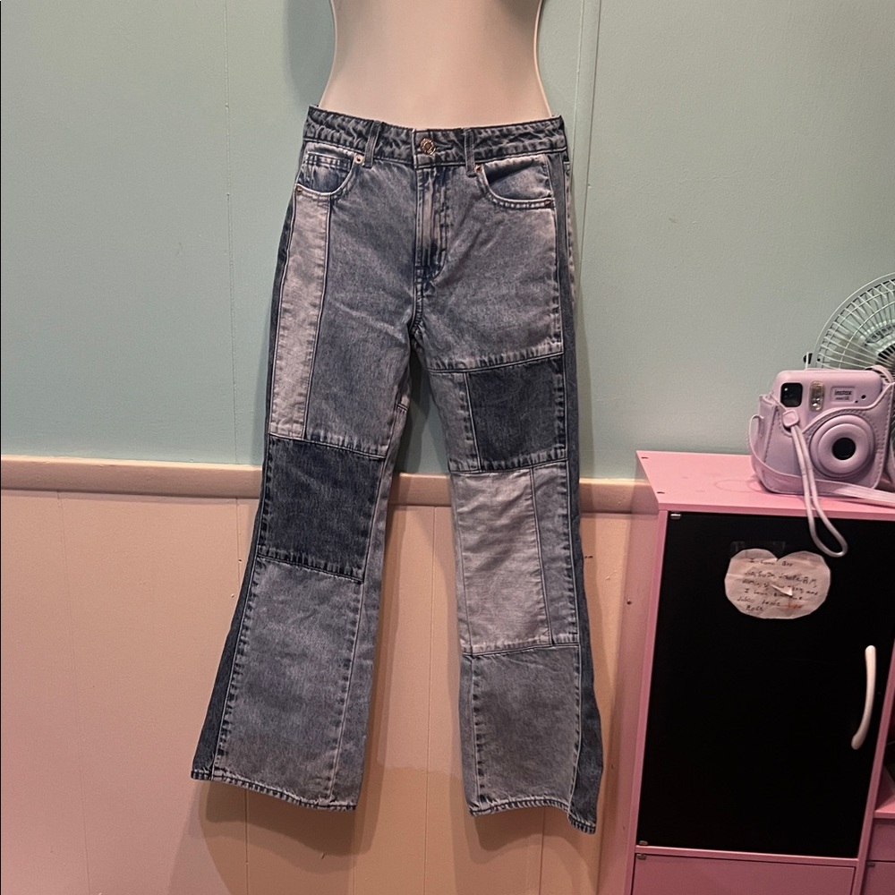 GAP Blue Patchwork Flare Jeans